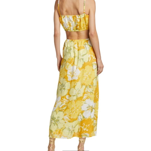 Faithful The Brand NWT El Rio Cut-Out Yellow Floral Linen Maxi Dress 10 - Picture 3 of 14